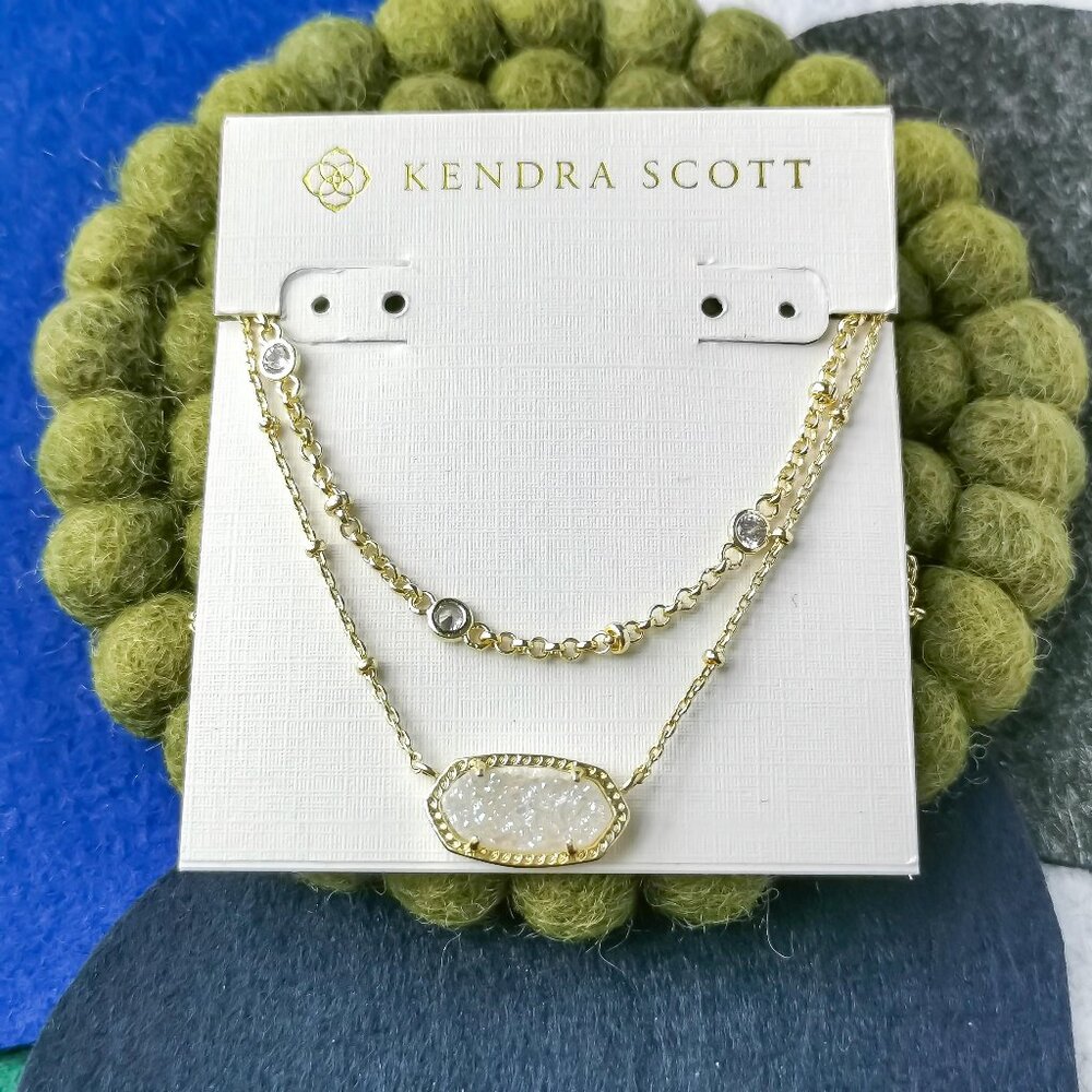 Kendra Scott Elisa Iridescent Drusy Necklace Gold